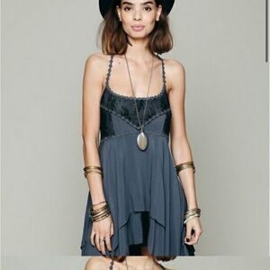 ON HOLD Free People Pieced Lace Slip Storm - Small